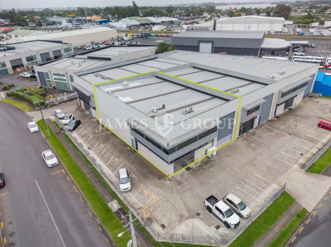 Aerial view of the industrial unit in Takanini, Auckland